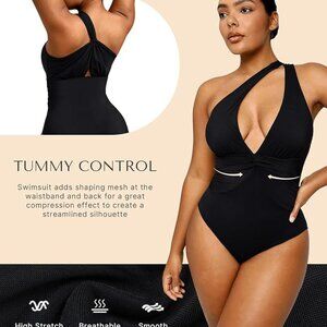 SHAPELLX Women's One Piece Swimsuit Tummy Control